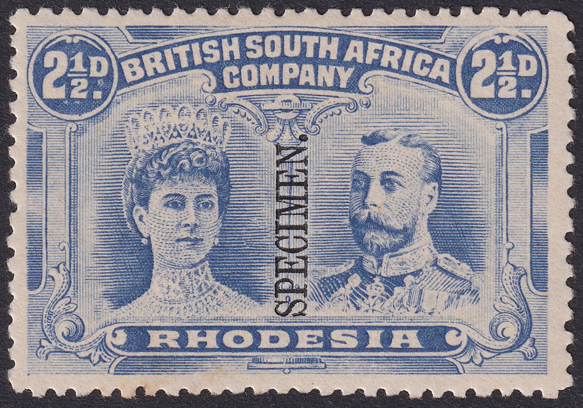 Rhodesia 1910 KGV Double Head SPECIMEN 2½d Ultramarine p13½ Mint SG184s