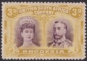 Rhodesia 1910 KGV Double Head 3d Purple and Ochre Mint SG134 cat £50