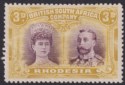 Rhodesia 1910 KGV Double Head 3d Purple + Ochre Mint SG134 w King