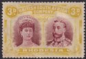 Rhodesia 1910 KGV Double Head 3d Claret + Pl Yel-Ochre p15 Mint SG173a cat £4000