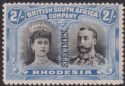 Rhodesia 1910 KGV SPECIMEN Double Head 2sh Black + Ultramarine p14 Mint SG153s