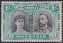 Rhodesia 1910 KGV SPECIMEN Double Head 1sh Grey-Blk + Bl-Green p14 Unused SG151s