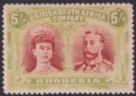 Click for more photos and details Rhodesia 1910 KGV Double Head 5sh Crimson + Yellow-Olive? Mint SG160a var shade