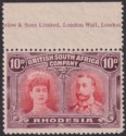 Click for more photos and details Rhodesia 1910 KGV Double Head 10d Scarlet + Reddish Mauve Imprint Mint SG149