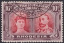 Click for more photos and details Rhodesia 1910 KGV Double Head 10d Carmine + Deep Aniline Purple CTO Used SG150