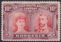 Click for more photos and details Rhodesia 1910 KGV Double Head 10d Pale Scarlet and Reddish Mauve Mint RSC-A
