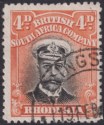 Click for more photos and details Rhodesia 1913 KGV Admiral 4d Black + Orange-Red Die I p14 Used SG211 LIVINGSTONE