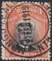 Click for more photos and details Rhodesia 1913 KGV Admiral 4d Blk + Orange-Red Die I p14 Used SG211 MONGU-LEALUI