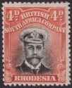Click for more photos and details Rhodesia 1913 KGV Admiral 4d Red-Or Die II p14 Pos 33 Printer
