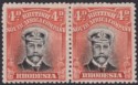 Click for more photos and details Rhodesia 1913 KGV Admiral 4d Black + Red-Or Die II p14 Pair Mint SG224 cat £84