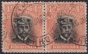 Click for more photos and details Rhodesia 1917 KGV Admiral 4d Dp Blk + Orange Die IIIA p14 Pair Used SG255d c£50