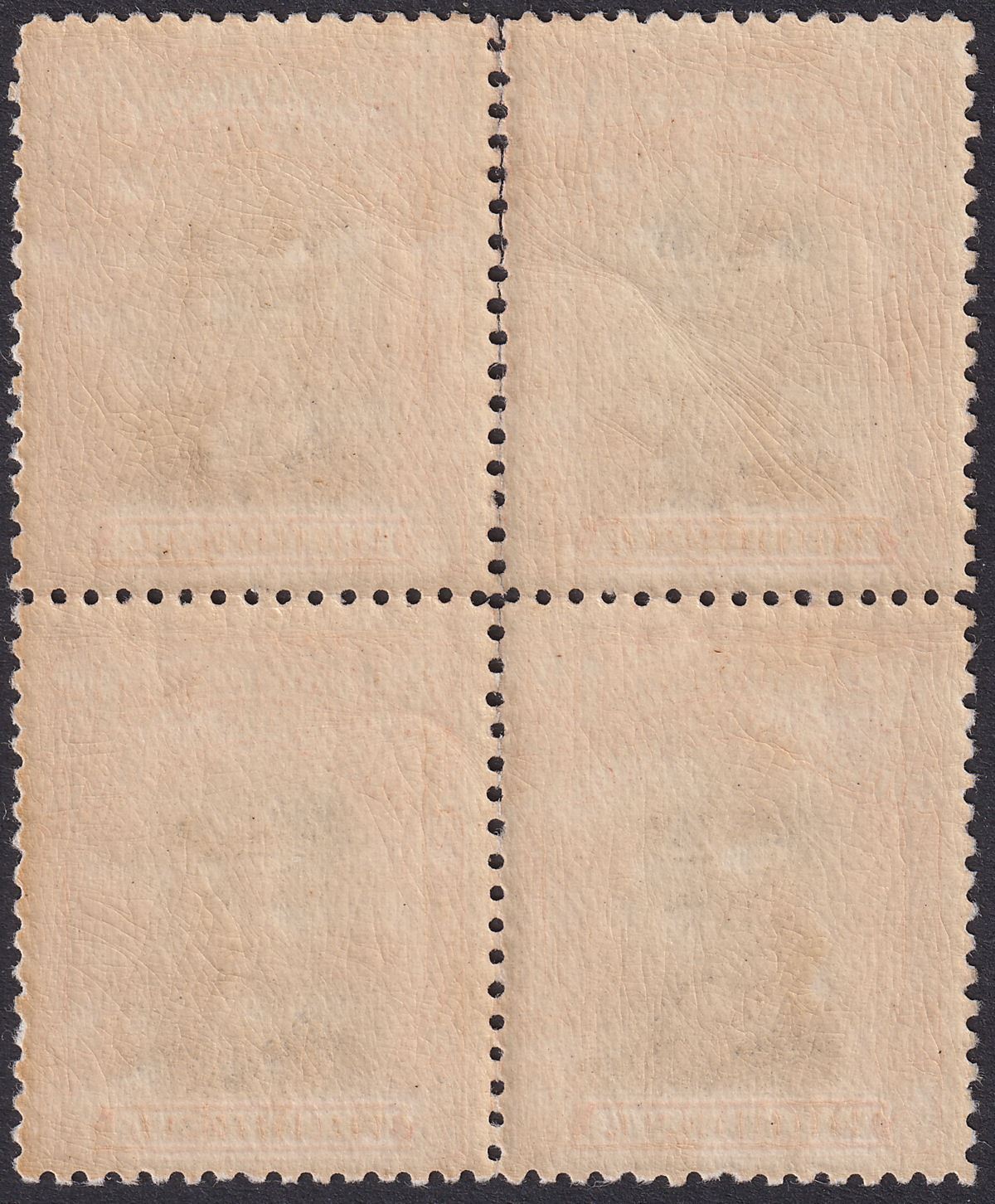 Rhodesia 1918 KGV Admiral 4d Black + Or-Red Die IIIB p14 Block Mint SG261 Pl 8