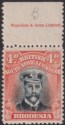Click for more photos and details Rhodesia 1918 KGV Admiral 4d Sl Black + Dull Red Die IIIB p14 Mint SG262 Plate 8
