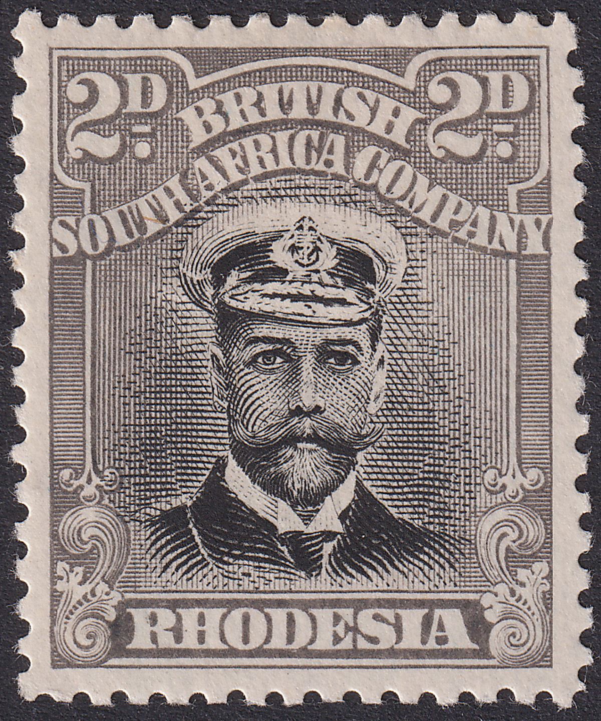 Rhodesia 1913 KGV Admiral 2d Black and Grey Die I p14 Mint SG209 cat £20