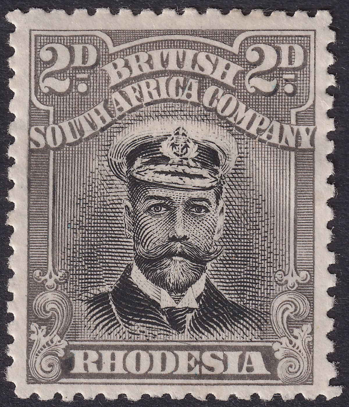 Rhodesia 1913 KGV Admiral 2d Black Die I p14 Pos 22 Line Below Tie Mint SG209