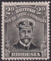 Rhodesia 1913 KGV Admiral 2d Black Die II p15 Pos 22 Line Below Tie Mint SG244