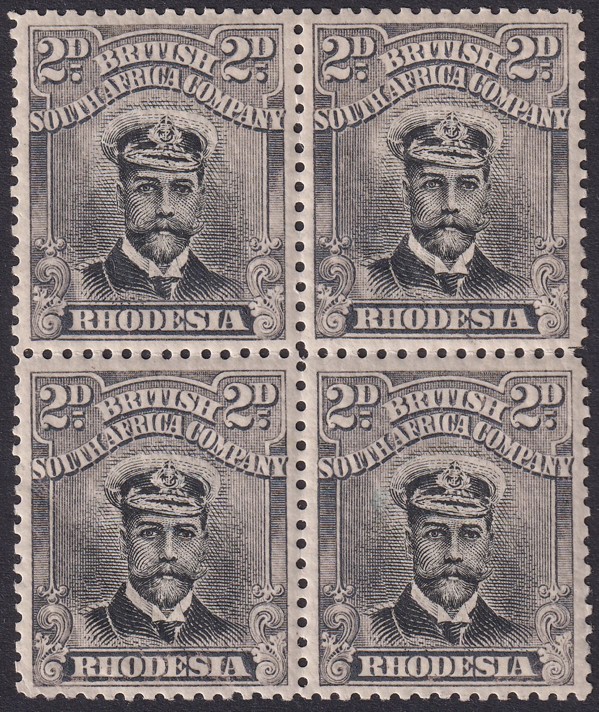 Rhodesia 1913 KGV Admiral 2d Blk + Brn Grey Die II Pl 4 State 2 Mint SG220 c£300