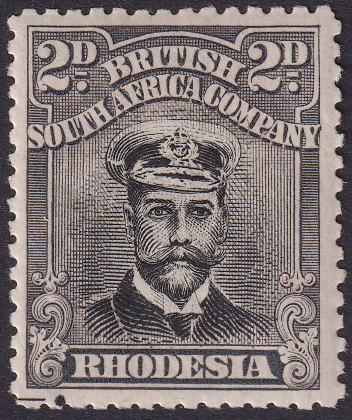 Rhodesia 1917 KGV Admiral 2d Black + Grey-Blk Die IIIA Print Line p14 Mint SG255