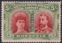 Rhodesia 1910 KGV SPECIMEN Double Head 5sh Vermilion + D Green Mint SG159s regum