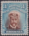 Click for more photos and details Rhodesia 1913 KGV Admiral 3sh Choc + Deep Turq-Blue Die II p14 Mint SG236b c£130