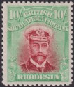Click for more photos and details Rhodesia 1913 KGV Admiral 10sh Rose-Red + Lt Green Die II p14 Mint SG241 c£225