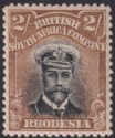 Click for more photos and details Rhodesia 1913 KGV Admiral 2sh Black + Yellow-Brown Die II p14 Mint SG235 cat£375
