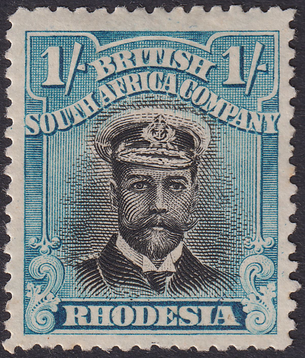Rhodesia 1913 KGV Admiral 1sh Black and Greenish Blue Die II p14 Mint SG232 c£60