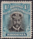 Click for more photos and details Rhodesia 1913 KGV Admiral 1sh Black and Greenish Blue Die II p14 Mint SG232 c£60