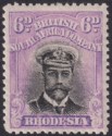 Click for more photos and details Rhodesia 1913 KGV Admiral 6d Black + Bright Mauve Die II p14 Mint SG228 cat £50