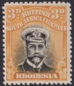 Click for more photos and details Rhodesia 1913 KGV Admiral 3d Black + Orange-Yellow Die II p14 Mint SG223 cat £20