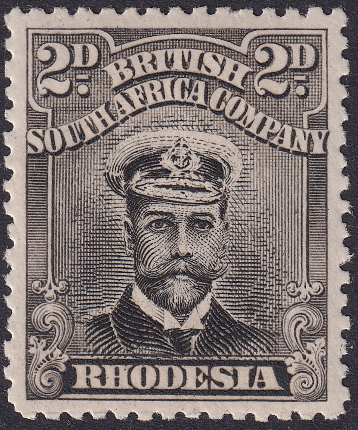 Rhodesia 1913 KGV Admiral 2d Black and Grey Die II p14 Mint SG219 cat £26
