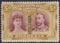 Rhodesia 1910 KGV SPECIMEN Double Head 5d Purp-Bn + Olive-Yel Mint SG141as regum