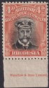 Click for more photos and details Rhodesia 1918 KGV Admiral 4d Black + Dull Or-Red Die IIIB p14 Mint SG261 Plate 9