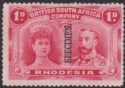 Rhodesia 1910 KGV SPECIMEN Double Head 1d Bright Carmine Mint SG123s regum