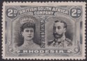 Rhodesia 1910 KGV SPECIMEN Double Head 2d Black + Slate-Grey Mint SG128s regum