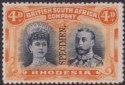 Rhodesia 1910 KGV SPECIMEN Double Head 4d Green Black + Orange Mint SG138s regum