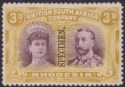 Rhodesia 1910 KGV SPECIMEN Double Head 3d Purple and Ochre Mint SG134s regum