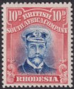 Click for more photos and details Rhodesia 1923 KGV Admiral 10d Ult + Red Collar Flaw Die IIIB p15 Mint SG316 c£85
