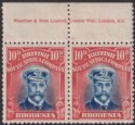 Click for more photos and details Rhodesia 1918 KGV Admiral 10d Dp Blue + Red Die IIIB p14 Imprint Pair Mint SG270
