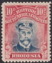 Click for more photos and details Rhodesia 1918 KGV Admiral 10d Deep Grey-Blue and Carmine Die IIIB p14 Mint SG269
