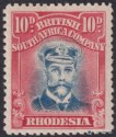 Click for more photos and details Rhodesia 1918 KGV Admiral 10d Gr-Bl + Carm Printer Line Die IIIB p14 Mint SG269