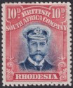 Click for more photos and details Rhodesia 1913 KGV Admiral 10d Blue + Carm-Red Die II p15 Mint SG247 Printer Line