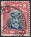 Click for more photos and details Rhodesia 1913 KGV Admiral 10d Pale Blue + Carmine-Red Die II p14 Used SG231 c£65