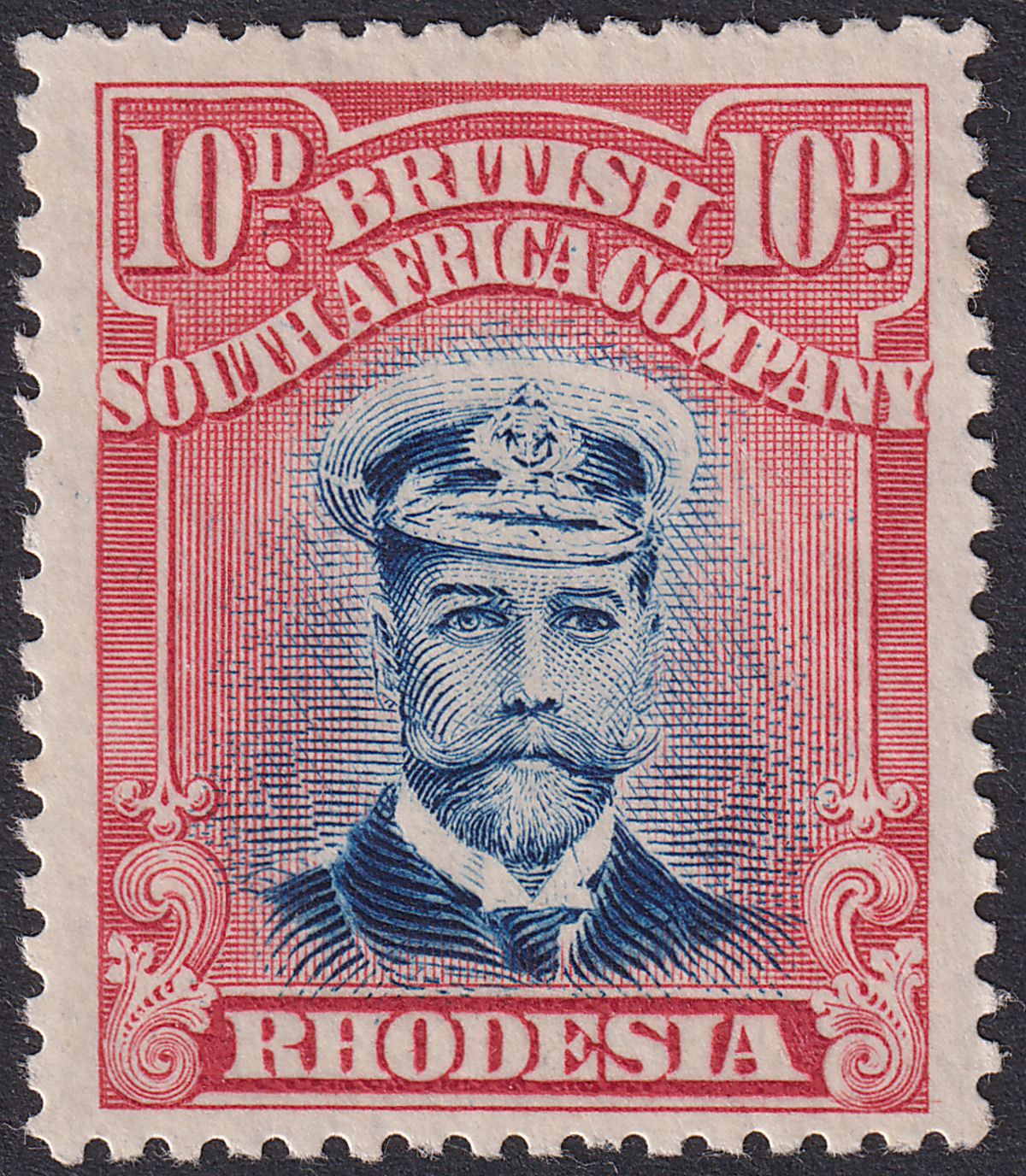 Rhodesia 1913 KGV Admiral 10d Die II p15 Pos 41 Dropped Entry Mint SG247