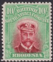 Click for more photos and details Rhodesia 1913 KGV Admiral 10sh Rose-Red + Lt Green Die II p14 Mint SG241 c£225