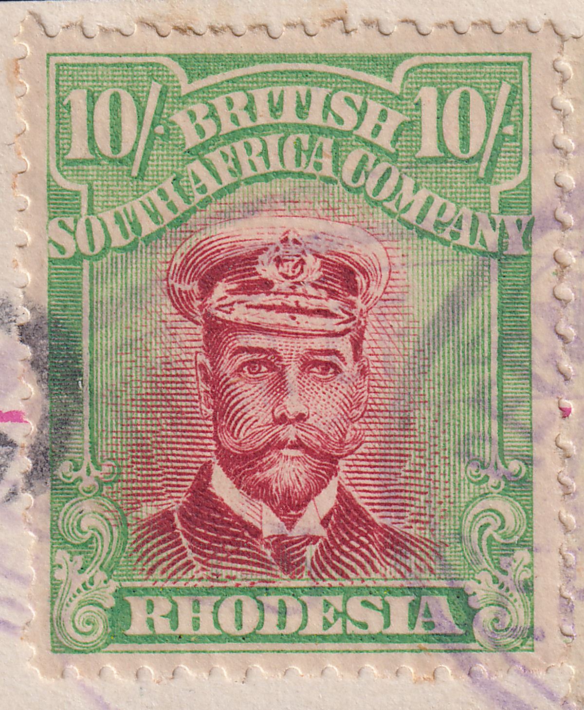 Rhodesia 1913 KGV Admiral 10sh Die IIIA + 5sh + 3sh Die IIIB Fiscal Used SG274c