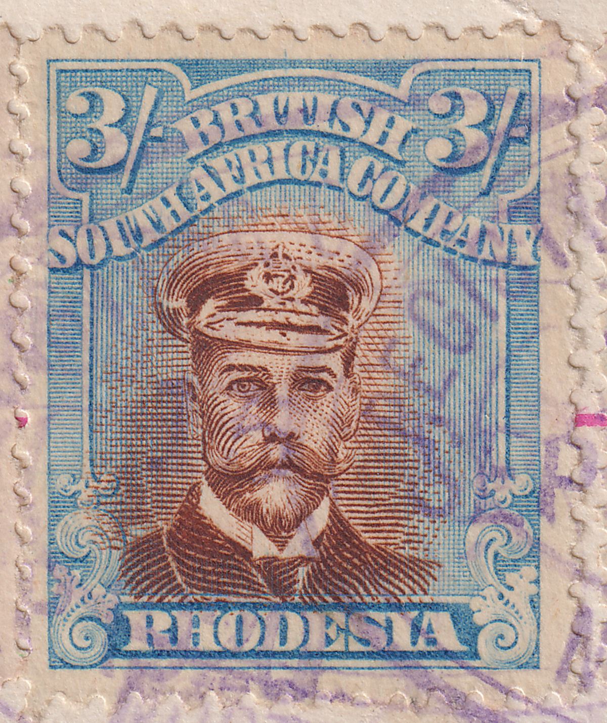 Rhodesia 1913 KGV Admiral 10sh Die IIIA + 5sh + 3sh Die IIIB Fiscal Used SG274c