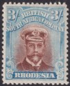 Click for more photos and details Rhodesia 1922 KGV Admiral 3sh Red-Brown + Lt Blue Die IIIB p14 Mint SG304 c£130