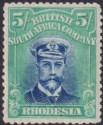 Click for more photos and details Rhodesia 1922 KGV Admiral 5sh Br Ultram + Emerald Die IIIB p14 Mint SG306 c£160