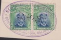 Click for more photos and details Rhodesia 1913 KGV Admiral 5sh Blue + Yel-Green Die II p15 Pair Fiscal Used SG251